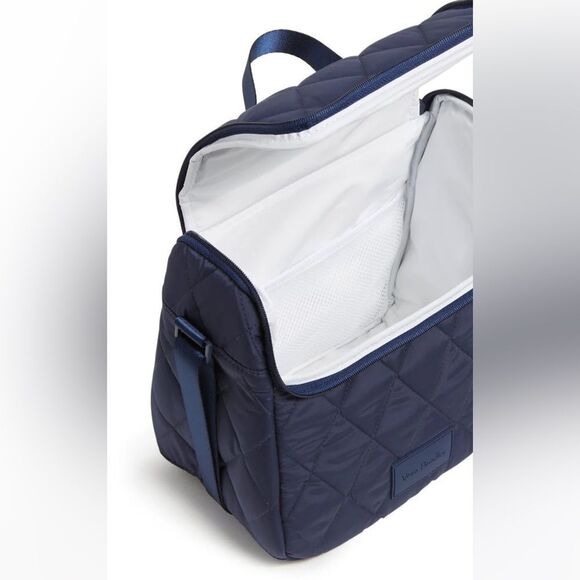 Vera BradleyโUltralight Scroll Navy Quilted Crossbody Lunch Bag - Picture 7 of 16